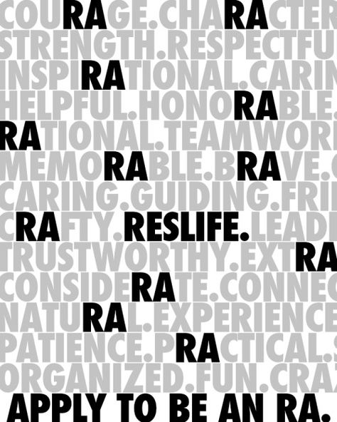 RA Nation - fuckyeahreslife: Created as a part of our spring... Ra Training, Ra College, Process Poster, Resident Assistant Bulletin Boards, Recruitment Campaign, Poster Campaign, Resident Advisor, Interactive Bulletin Boards, Spring Recruitment