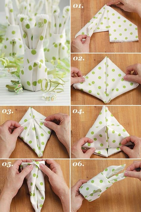 DIY: How to fold a bunny napkin How To Fold Napkins, Fold A Napkin, Christmas Napkin Folding, Fold Napkins, Easter Napkins, Bunny Napkins, Diy Napkins, Decorative Napkins, Christmas Napkins