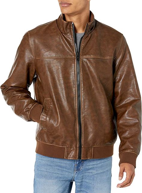 Tommy Hilfiger Men's Smooth Lamb Faux Leather Unfilled Bomber Jacket, Dark Brown, XL at Amazon Men’s Clothing store Tommy Hilfiger Man, Clothing Store, Dark Brown, Tommy Hilfiger, Bomber Jacket, Faux Leather, Leather Jacket, Leather, Clothes