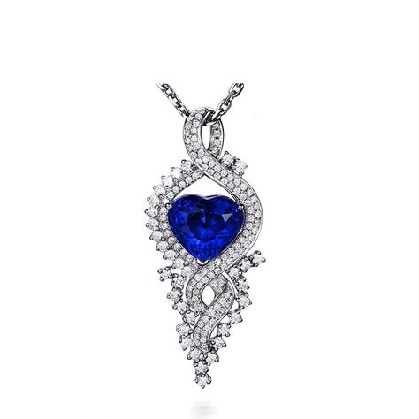 Sapphire Jewellery, Diamond Locket, Gem Pendant, Elegant Jewellery, Heart Shaped Jewelry, Jewellery Sketches, Fine Diamond Jewelry, Natural Blue Sapphire, Sapphire Jewelry