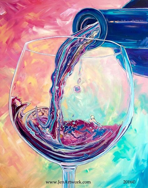 Illusion Fotografie, Art Du Vin, Crayons Pastel, Painting Food, Wine Painting, Paint Nite, Art And Painting, Canvas Paint, Wine Art