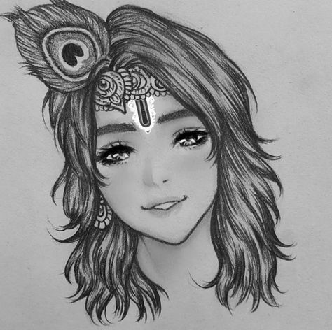 Lord Krishna Sketch, Anime Face Drawing, Pencil Drawing Images, Easy Mandala Drawing, Krishna Drawing, Boho Art Drawings, Pencil Sketch Drawing, Color Drawing Art, Pencil Sketch Images