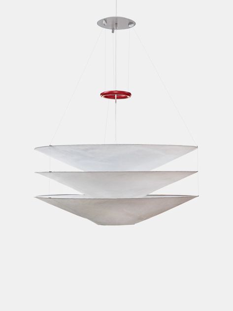 Floatation Pendant – Artilleriet Ingo Maurer, Cotton Decor, Steel Detail, Metal Canopy, Iron Ring, Bronze Chandelier, Small Lamp, Ceramic Base, Japanese Paper