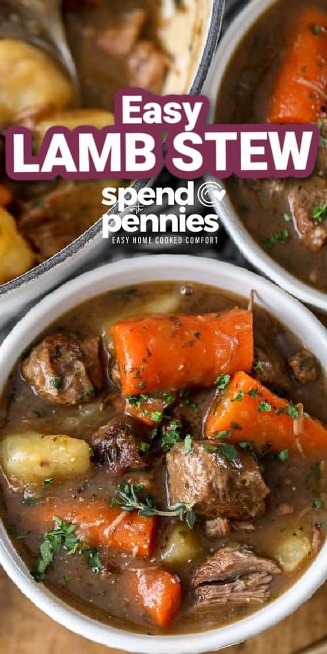 This easy lamb Irish stew is flavorful, fast, and fun. We love serving this homemade stew recipe during St. Patrick's Day! #spendwithpennies #Irishstew #stew #stewrecipe #Irishstewrecipe Irish Stew Recipe Lamb, Irish Lamb Stew Traditional, Lamb Chop Stew Recipe, Irish Lamb Stew Recipes, Lamb Stew Recipes Easy, Lamb Chop Stew, Homemade Stew, Irish Lamb Stew, Irish Stew Recipe