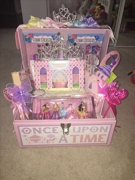 Princess Birthday Gift Ideas, Pink Princess Sets For Birthday, Princess Gift Basket, Disney World Gift Basket For Kids, Disney Princess Birthday Giveaways, Princess House Crystal Basket, Birthday Baskets, Auction Basket, Birthday Basket