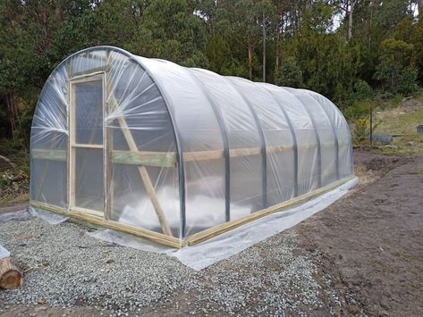 How To Build A Poly Tunnel (in Tasmania) | Dave's Seed Diy Greenhouses, Poly Tunnel, Tunnel Greenhouse, Early Photos, Diy Greenhouse, Shade Cloth, Grow Bags, Garden Stakes, Greenhouses