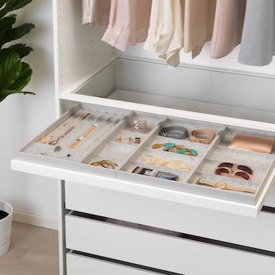 Master Closet Jewelry Organization, Bra Storage In Closet, Jewelry Closet Organization, Closet Jewelry Organization, Ikea Closet System, Dressing Ikea, Master Closets, Ikea Komplement, Kitchen Ikea