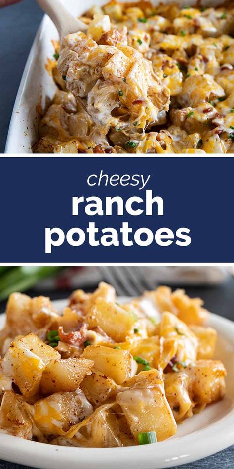 A super simple side dish, these Ranch potatoes are kid and parent approved! All you need are a few simple ingredients and you’ll be on your way to a ranch, bacon, and cheese potato side dish to rave over! Ranch Potatoes Baked, Kid Friendly Side Dishes, Cheesy Ranch Potatoes, Bacon Ranch Potatoes, Best Potato Recipes, Cheesy Ranch, Potato Side Dish, Ranch Potatoes, Cheese Potato