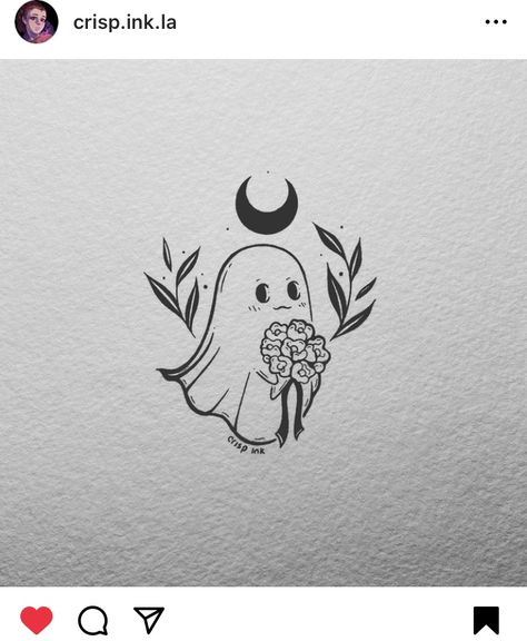 Ghost With Flowers Tattoo, Little Ghost Tattoo, Ghost With Flowers, Disney Inspired Tattoos, Maching Tattoos, Hourglass Tattoo, Doll Drawing, Ghost Tattoo, Cute Easy Doodles