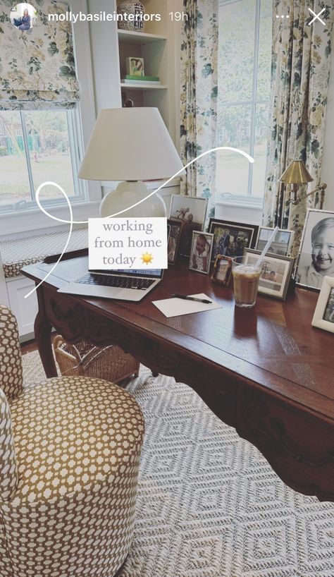 Desk Master Room, Lauren Elaine Interiors, Nancy Myers Office, Grandmillenial Desk, Nancy Meyers Home Office, Traditional Home Office Decor, Anthropologie Home Office, Southern Living Home Decor, Traditional Home Office Ideas