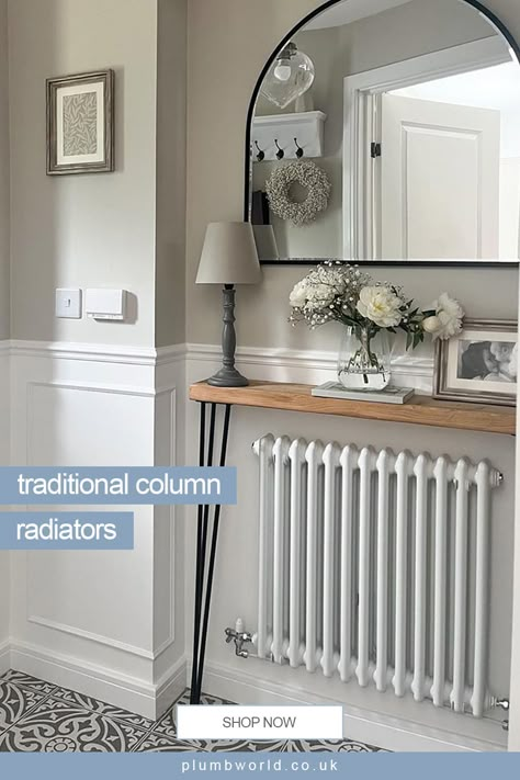 Love the traditional design in your home? Update your radiators with our lightweight, classic radiators. They come in white, grey and black finishes to match your perfect interior design style. These elegant radiators also come in horizontal and vertical orientations so they can fit into any space in your home. Radiator Ideas, House Renovation Design, Interior Wall Colors, Home Radiators, Column Radiator, Radiators Modern, Hallway Designs, Column Radiators, Hall Decor