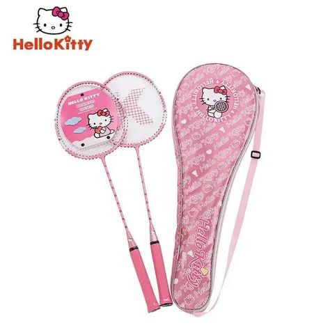 hello kitty Sanrio anime peripheral kawaii anime badminton racket set creative durable ultra-light double shot sports badminton - AliExpress Sports Badminton, Badminton Set, Hello Kitty Sanrio, Double Shot, Badminton Racket, Great Hairstyles, Daily Workout, Badminton, Outdoor Sports