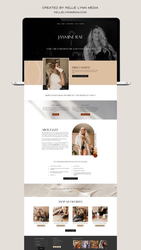 Hairstylist website built on WordPress by Kellie Lynn Media Social Media Backdrop, Hairstylist Website, Food Minimalist, Minimalist Website Design, Branding Pattern, Jewelry Website Design, Graphic Designer Studio, Website Trends, Website Planning