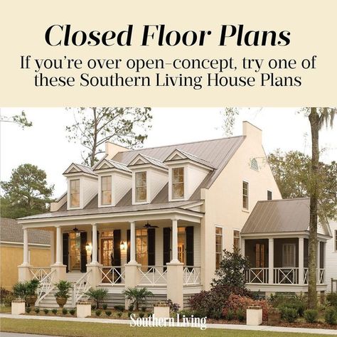 Closed Concept House, Closed Concept House Plans, Closed Floor Plan, Southern Living House, Southern Living House Plans, Southern House Plans, Cottage Plan, Southern Living, Open Floor Plan