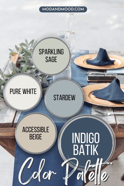 Colors That Go With Indigo Batik, Indigo Batik Sherwin Williams Bedroom, Indigo Sherwin Williams, Indigo Batik Sherwin Williams, Sw Indigo Batik, Sherwin Williams Indigo, Interior Paint Schemes, Blue Paint Color, House Paint Interior