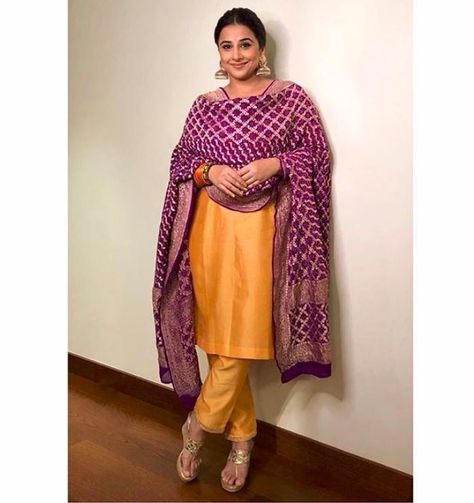 Vidya Balan Outfits, Latest Indian Fashion Trends, Navratri Outfits, Orange Lehenga, Patiala Suit Designs, Blue Silk Saree, Indian Fashion Trends, Bollywood Dress, Vidya Balan