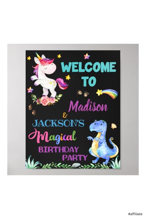 Unicorns Birthday Party, Magic Sign, Welcome Party Sign, Dinosaurs Birthday Party, Unicorn Party Decor, Magical Birthday Party, Dinosaurs Birthday, Magical Theme, Magic Party