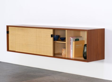 Listed on VNTG.com: Florence Knoll Sideboard in Teak & Seagrass by by Knoll International, 1952 | #vntg #vintage Walnut Sideboard, Florence Knoll, Sideboard Storage, City Furniture, Table Storage, Mid Century Design, Italian Design, Sliding Doors, Vintage Design