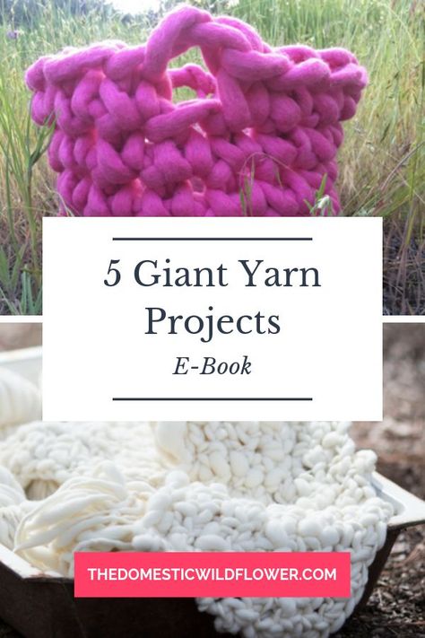 Dive into these 5 easy, fun, and beautiful giant yarn crochet projects that can be completed quickly with dreamy and satisfying giant yarn. The instructions are written in easy-to-understand plain English, so you can succeed even if you've never read a crochet pattern before. Get ready to start and finish these projects from The Domestic Wildflower! #crochetpatterns #giantyarnprojects Super Chunky Yarn Crochet Projects, Big Yarn Crochet Ideas, Giant Yarn Projects, Big Yarn Crochet, Jumbo 7 Yarn Crochet Patterns, Giant Yarn Crochet, Thick Yarn Projects, Jumbo Yarn Projects, Yarn Crochet Projects