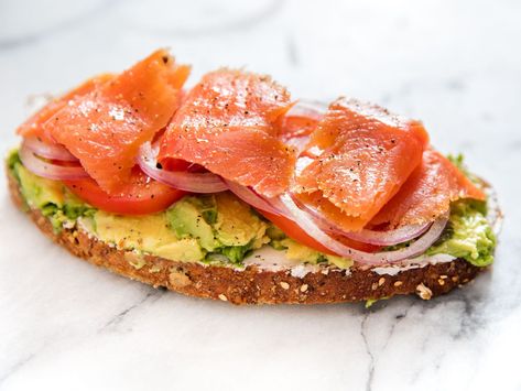 Avocado Toast With Smoked Salmon, Goat Cheese, and Capers Recipe Refreshing Summer Dinners, Open Face Sandwich, Avocado Toast Breakfast, Capers Recipe, Achilles Heel, Smoked Salmon Recipes, Avocado Toast Recipe, Diner Recept, Salmon Avocado