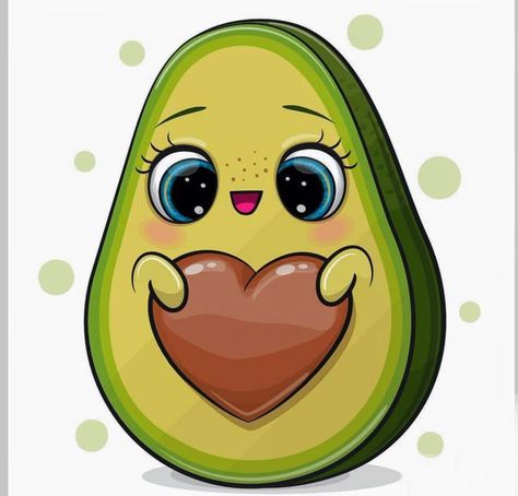 Avocado Drawing Cute, Cute Avocado Drawing, Valentine Hearts Art, Avocado Cartoon, Paper Dolls Clothing, Cute Avocado, Cartoon Girl Drawing, Cute Doodles Drawings, Cute Animals Images