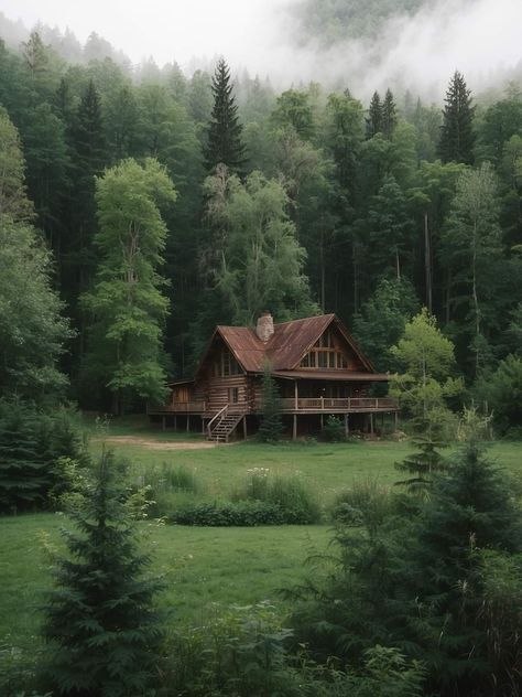 Cabins In The Woods Aesthetic, Secluded House Woods, Cottage In Forest Aesthetic, Cabin In The Countryside, Cabin On A Mountain, Oregon Forest House, Fantasy Cabin Aesthetic, Houses In The Middle Of The Woods, A Cottage In The Woods