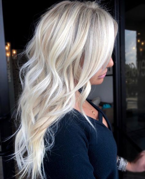 Absolutely breathtaking platinum blonde full foil “babylight balayage” with a beautiful haircut to match— love the long, beachy waves. Ice Blonde Hair, Ice Blonde, Beautiful Haircuts, Hair 2024, Blonde Hair Shades, Blonde Hair Looks, Blonde Hair With Highlights, Platinum Blonde Hair, Brown Blonde Hair