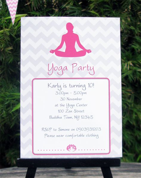 Yoga Party Ideas Decor, Yoga Party Ideas, Yoga Invitation, Yoga Birthday Party, Yoga Cake, Birthday Message For Boyfriend, Party Tricks, Diy Party Games, Yoga Party