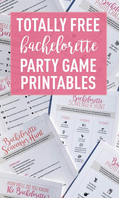 Free Download | Free Printable | Bachelorette Party Games    Print your very own Bachelorette Scavenger Hunt, Photo Challenge or How Well Do You Know the Bachelorette? party games!    www.shopstagandhen.com Bachelorette Printables, Free Bachelorette Party Games, Bachelorette Party Games Scavenger Hunt, Printable Bachelorette Party Games, Party Games To Play, Bachelorette Scavenger Hunt, Bachelorette Party Game, Bridal Party Games, Hen Party Games