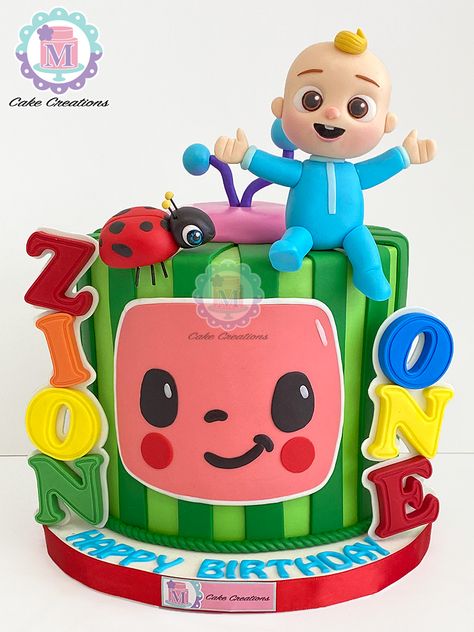 Coco Melon 1st Birthday Cake, Cocomelon Cake 3rd Birthday, Cocomelon Cake And Cupcakes, 2nd Birthday Cake Cocomelon, Cocomelon Watermelon Cake, Coconelon Boy Cake, 2nd Birthday Cakes For Boys, Jj Cake Cocomelon, Cocomelon Cake 1st Birthday