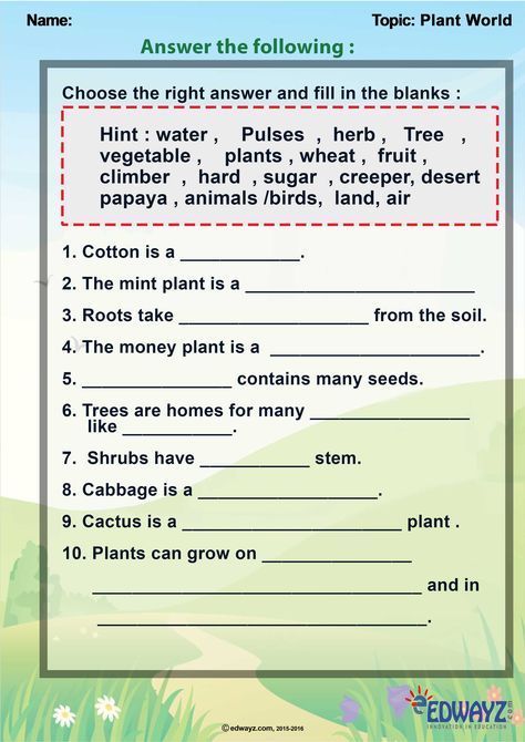 #Freeworksheets for class2 on #EVS , #Science for the topic #Plants that covers all types of plants like trees,climbers, herbs etc. and each topic has almost 20 paid worksheets that you can download for complete practice. #Edwayz #funlearning #freeprintables #worksheets Evs Worksheet Class 3, Science Worksheet For Class 3, Class 3 Science Worksheets, Class 2 Evs Worksheets, Gk For Class 2, Types Of Plants Worksheets For Grade 1, Gk Worksheets For Class 2, 2nd Class Evs Worksheet, Evs Worksheet For Class 3