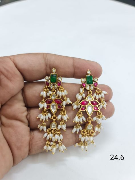 Gutta Pusalu Jewellery Earrings, Gold Jumkas, Gold Earrings For Kids, Small Earrings Gold, Temple Jewellery Earrings, Gutta Pusalu, Gold Earrings Indian, Antique Necklaces Design, Black Beads Mangalsutra Design