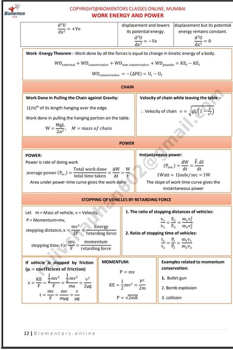 Work Energy And Power Formula, Work Energy Power Physics Formula Sheet, Work Power Energy Formula Sheet, Physics Flashcards, Physics Cheat Sheet, Work Energy And Power, Formula Sheet, Neet Notes, Science Chart