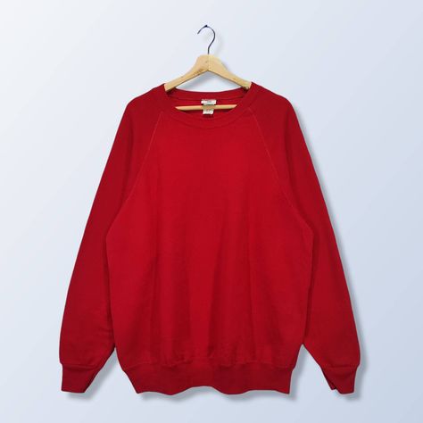 Plain Sweatshirt, Red Streetwear, Red Jumper, Raglan Sweatshirt, Red Pullover, Vintage Crewneck, Vintage Sweatshirt, Dream Wardrobe, Big Size