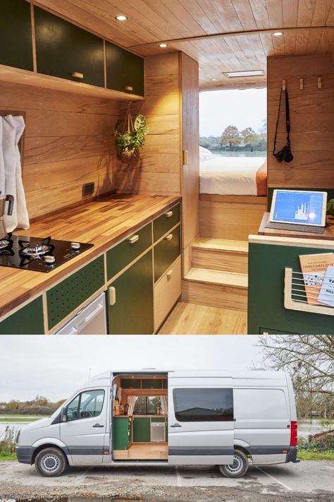 Campervan Wardrobe, Van Conversion Kitchen, Boho Camping, Van Decor, Osmo Oil, Bamboo Cabinets, Caravan Ideas, Storage Wardrobe, Wood Worktop