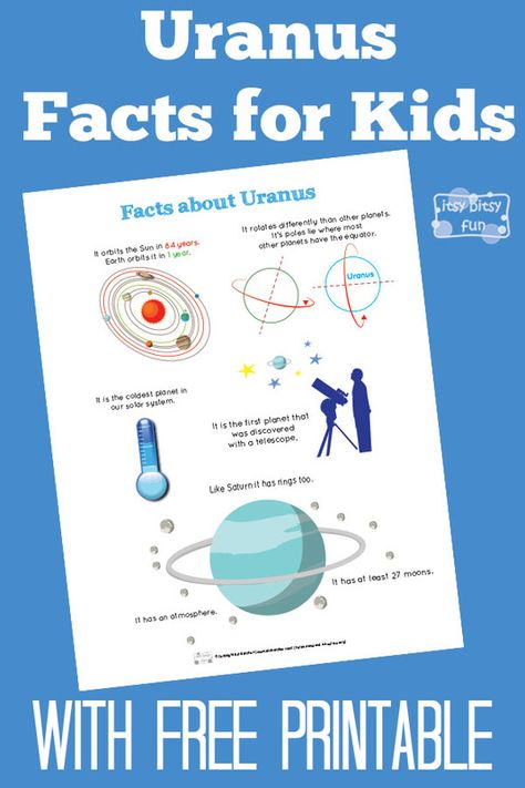 Fun Uranus Facts for Kids With Free Printables Neptune Facts For Kids, Neptune Project, Neptune Facts, Space Lesson Plans, Solar System Facts, Planets Activities, Uranus Planet, Solar System Activities, Planet Neptune