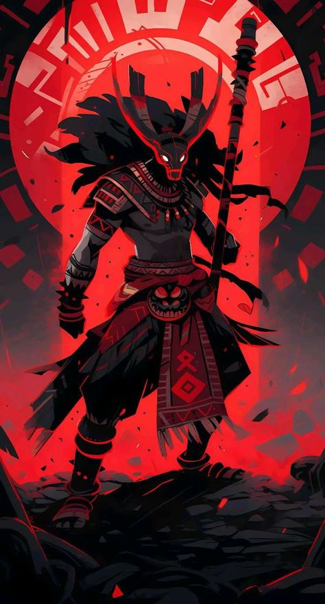 Rpg Paladin, Celestial Warrior, God Of Darkness, Sun Warrior, Creature Fantasy, Aztec Warrior, Aztec Art, Monster Concept Art, Black Anime Characters