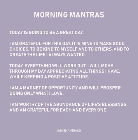 Morning Mantras, Morning Mantra, Daily Positive Affirmations, Journal Writing Prompts, Morning Affirmations, To Be Kind, Make Good Choices, Self Love Affirmations, Positive Self Affirmations