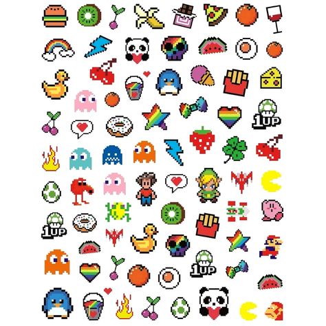 Gaming 90'S Pixel Art Nail Stickers - UK Nail Stickers | ShopKeeki Stickers Usa, Pixel Tattoo, Photo Pixel, Usa Nails, Gift Wishlist, Cross Stitch Geometric, Easy Pixel Art, Pixel Drawing, Diy Perler Bead Crafts