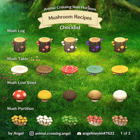 Things To Make In Animal Crossing, Mushrooms Animal Crossing, Cottagecore Items Animal Crossing, Animal Crossing Mushroom Codes, Acnh Cottagecore Items, Animal Crossing Ideas Island, Cute Animal Crossing Villagers, Inspiration Animal Crossing New Horizon, Animal Crossing Mushroom