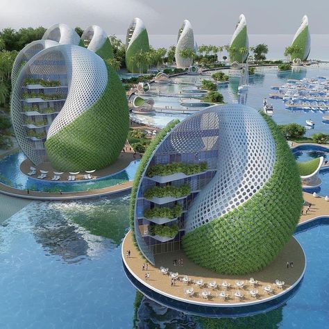 Fantasy Futuristic, Prefabricated Architecture, Green Future, Shell Structure, Arcology, Future Architecture, Resort Architecture, Eco City, Architectural Engineering