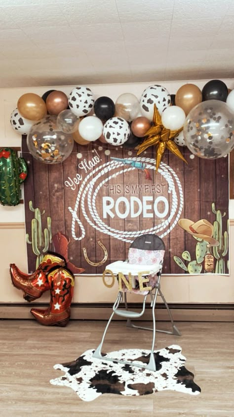 Cowboy Theme 1st Birthday Party, Cowboy 1st Birthday Party Ideas, Country One Year Old Birthday, Two Cow Birthday, Cowboy Theme Party For One Year Old, Cowboy Two Birthday, Western Theme One Year Old Party, Bull Birthday Party Ideas, First Rodeo Themed First Birthday