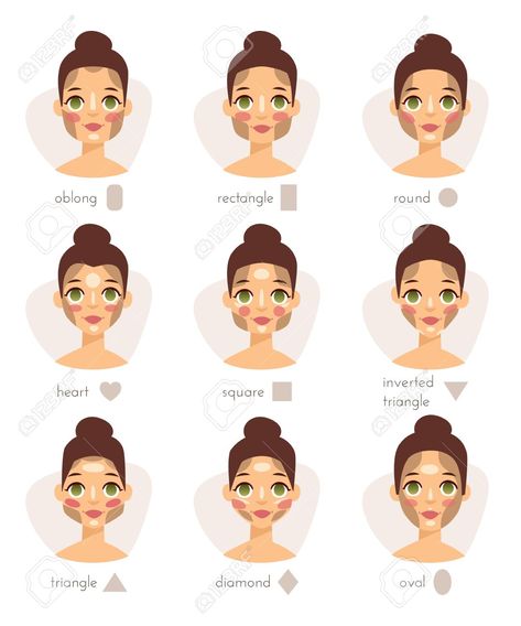 Heart Shaped Face Women, Bangs For Heart Shaped Face, Square Face Women, Heart Shaped Face, Voluminous Waves, Glasses For Face Shape, Face Shapes Guide, Vector Illustration Character, Contour Makeup Tutorial