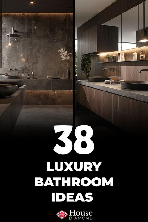 38 Luxury Bathroom Ideas Modern Luxury Bathroom Design Master Bath Apartment, Onyx Bathroom Ideas Modern, Primary Suite Bathroom Design, Long Bathroom Vanity Ideas, Modern Large Bathroom Design, Cheap Luxury Bathroom Ideas, Dark Luxury Bathroom Master Baths, Elegant Bathroom Lighting, Masculine Spa Bathroom