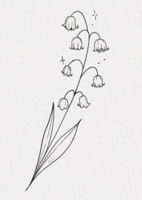 Pretty Line Art Drawings, Lily Of The Valley Ghost Drawing, Flower Drawing Lily Of The Valley, Lily Of The Valley Tattoo Line Art, Lilly Of The Valley Sketch, How To Draw A Lily Of The Valley, Lilly Of The Valley Drawing Tattoo Ideas, Lilly Of The Valley Drawing Simple, Lily Of The Valley Flower Drawing