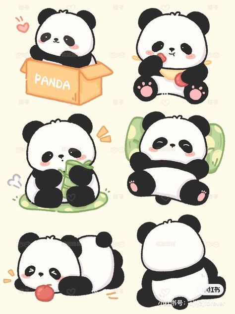 Cute Panda Drawing Kawaii, Cute Panda Cartoon Kawaii, Panda Doodle Art, Kawaii Panda Drawing, Panda Art Cute, Cute Panda Art, Panda Doodle, Panda Drawings, Chibi Panda