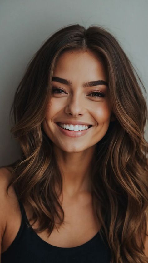 Embrace the Autumn Vibes: 15 Balayage Hair Inspirations - Inspire Inlet Sun Kissed Balayage Brunettes Dark Brown, Brunette Hair For Brown Eyes, Cute Brown Haircuts, Dark Brown Hair Fall Color, Best Hair Color For Brown Eyes Brunettes, Brunette Babylights Sun Kissed, Medium Brown Hair Styles, Earthy Brown Hair, Bright Brunette Hair