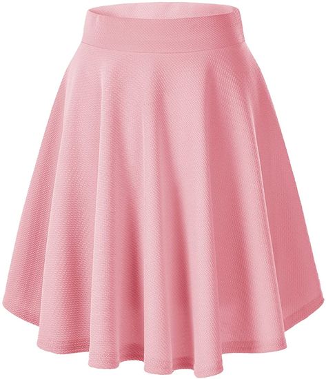 Women's Basic Solid Versatile Stretchy Flared Casual Mini Skater Skirt (Medium, Pink) : Amazon.co.uk: Clothing Pink Skater Skirt, Midi Skater Skirt, Flared Skater Skirt, School Skirt, Mini Skater Skirt, Skirts Midi High Waisted, Dance Skirt, Hem Skirt, Pink Skirt