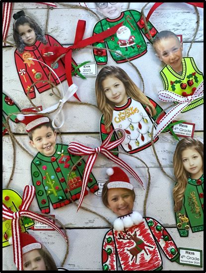 Christmas Craft For Students To Make For Parents, 4th Grade Christmas Ornament Craft, Third Grade Ornament Craft, School Christmas Ornaments With Pictures, Kindergarten Christmas Gifts For Parents Photo Ornaments, Class Picture Ornament, Classroom Parent Christmas Gifts, Diy Christmas Ornaments For Kindergarten, Class Christmas Ornaments Kids Crafts