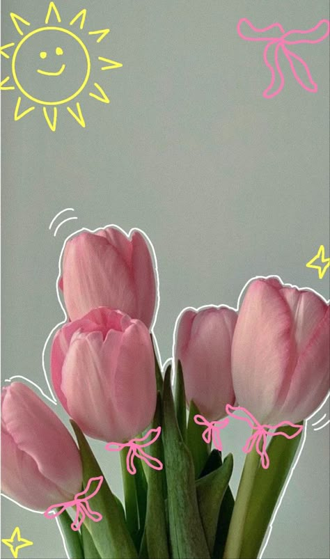 Tulipanes Aesthetic, Tulips Wallpaper Aesthetic, Pink Tulips Wallpaper Aesthetic, Tulip Flower Pictures, Flower Background Iphone, Simple Artwork, Flowery Wallpaper, Wallpaper Nature Flowers, Cute Simple Wallpapers